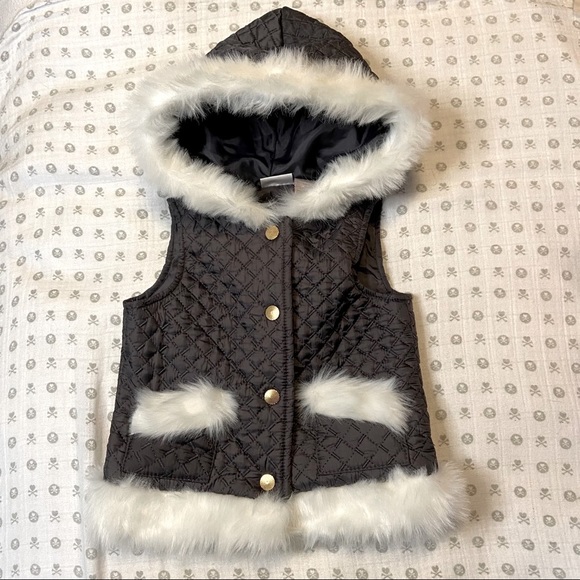 Savannah Other - Savannah Baby Girl Gray Vest with Faux Fur Trim
